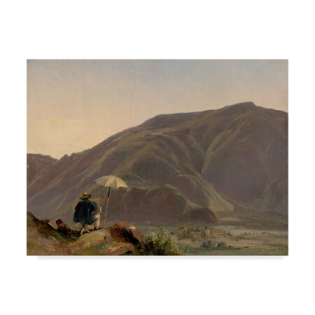 Jules Coignet 'View Of Bozen With A Painter, 1837' Canvas Art,35x47